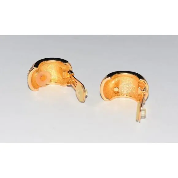 Christian Dior Henkel Grosse Chunky Half Moon Pave Rhinestone Clip Earrings - Picture 9 of 9